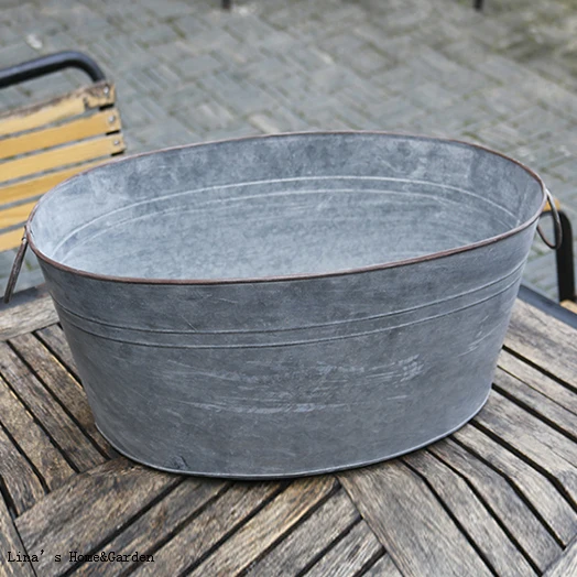 Large Zinc Metal Antique Style Oval Garden Planter Troughin Flower