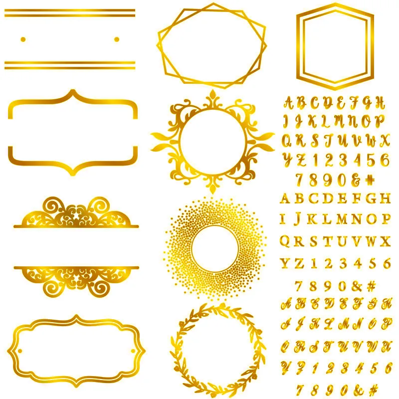 

Alphabets Borders Circle Wreath Frames Metal Hot Foil Plate for DIY Scrapbooking Letterpress Embossing Paper Cards Crafts 2019