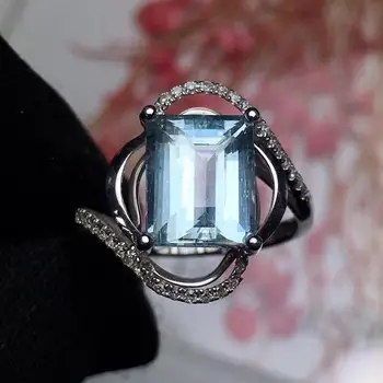 

Aquamarine Ring Fine Jewelry Pure 18 K Gold Natural Aquamarine Gemstones 2.8ct Diamonds Female Anniversary Gift Fine Rings
