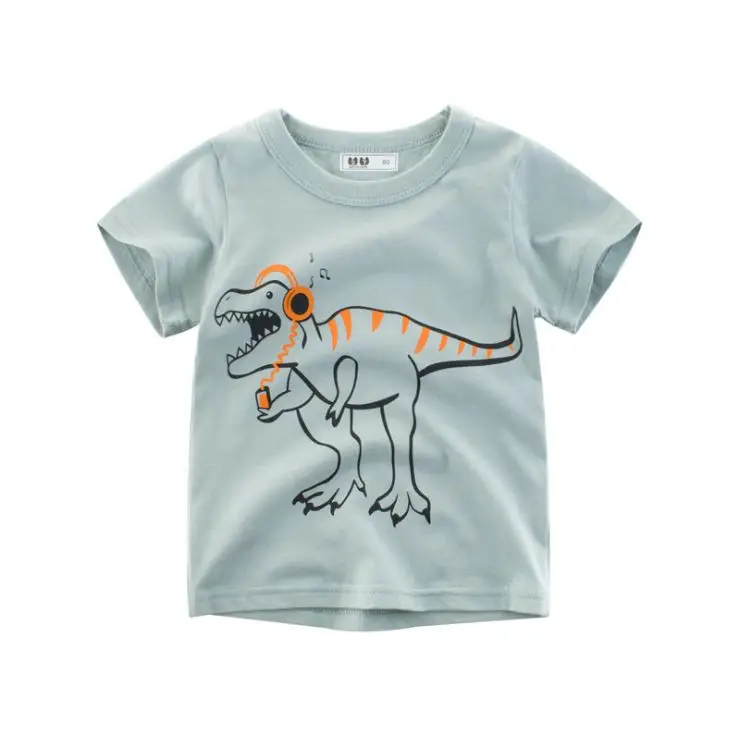 Летняя детская одежда; футболка для мальчиков; хлопковая футболка с короткими рукавами и рисунком динозавра; Милая Повседневная футболка для маленьких мальчиков; От 2 до 8 лет футболка
