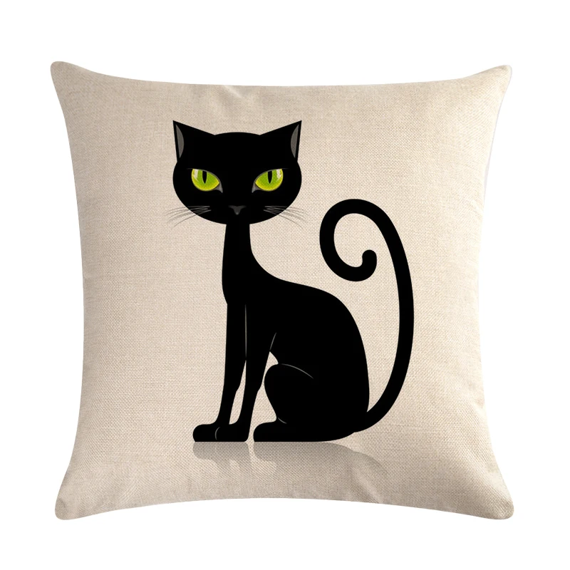 45*45 см, наволочка для подушки из хлопка и льна с рисунком кота из мультфильма, декоративная наволочка для дивана и кровати
