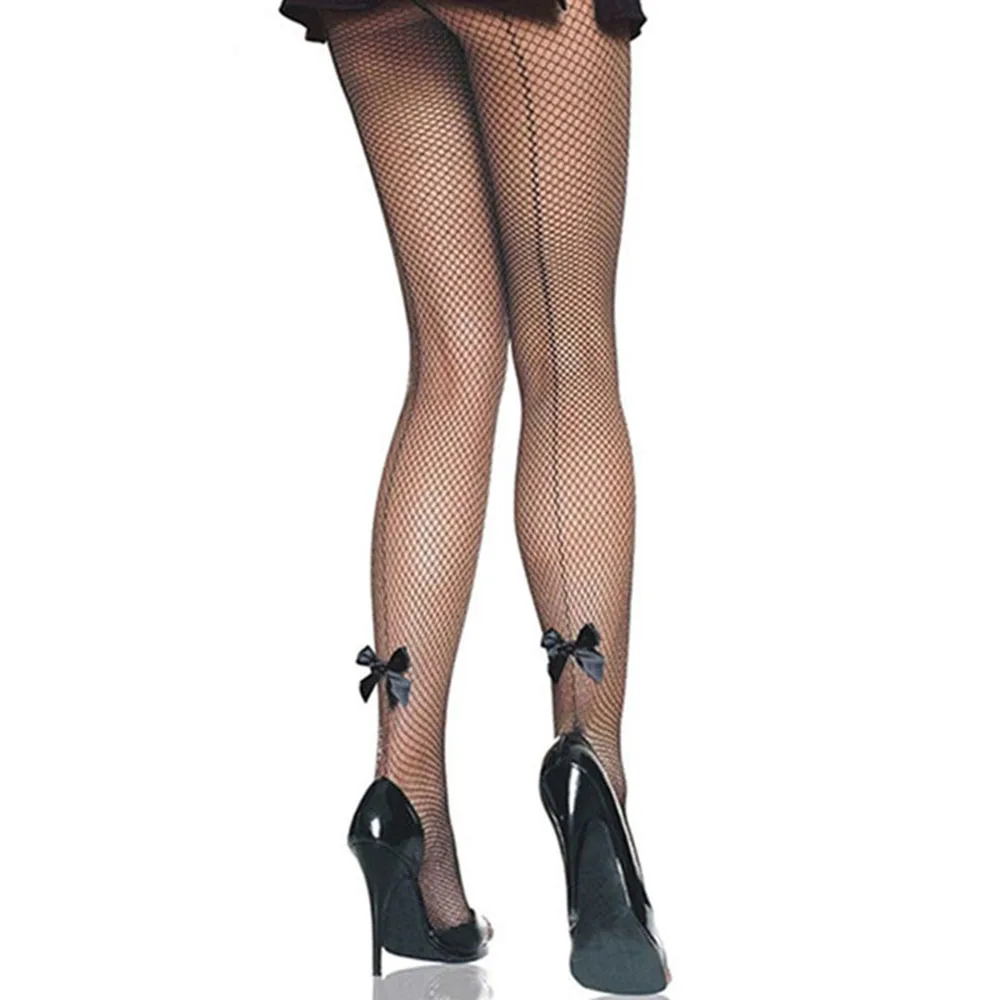 

Sexy Women Fishnet Pantyhose Back Seam Tights One Line Design Bow Lace Sheer Fishnet Stockings Female Fishnets Hosiery