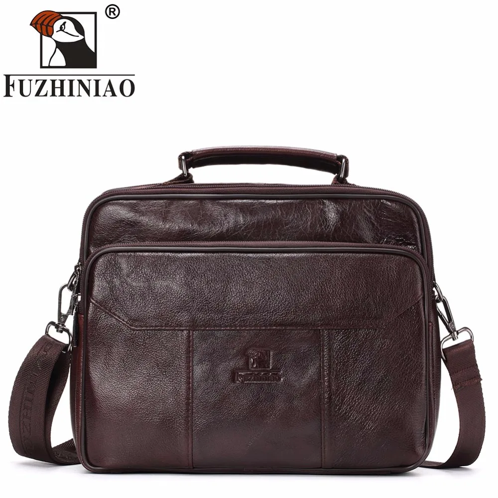 FUZHINIAO 2018 New Fashion Genuine Leather Men Messenger Bag Famous ...