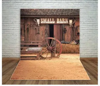 

MEHOFOTO Small barn cowboy wheel wooden door American western style photography backdrops photocall photo backdrop decorations