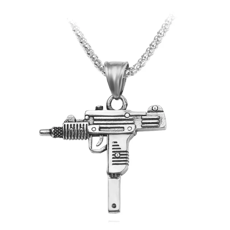 Ожерелье с подвеской Sub Gun Uzi ювелирное изделие под золото цвет черный 20 шт./лот