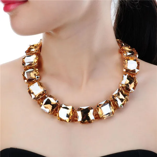 Jerollin мода, ювелирные изделия, Золотая цепочка, 5 цветов, квадратные очки, Массивное колье, массивное ожерелье для женщин