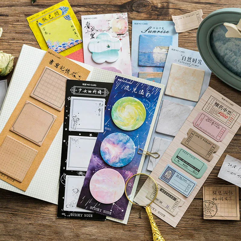

Vintage Multi-shape Ambilight Natural Scenery Memo Pad Retro Sticky Notes Office School Supplies For Kids Gift Korean Stationery