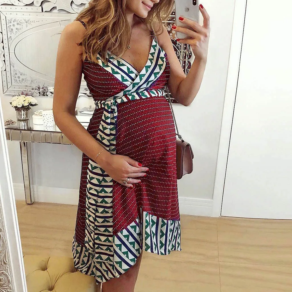 

Summer Women V-Neck Pregnant Dress Backless Maternity Nursing Dress Breastfeeding clothing Stripe ropa premama embarazadas
