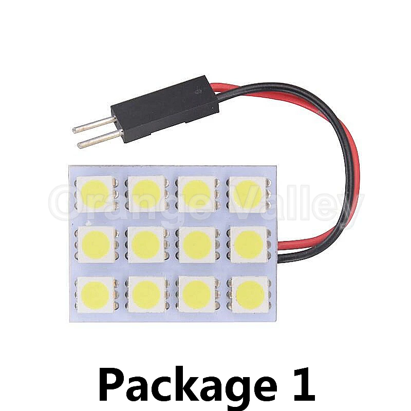 

100pcs Best Price White 12 LED 5050 SMD Car Auto Interior Reading Door Lights Panel Lamp Bulb T10 BA9S Dome Festoon 3 Adapters