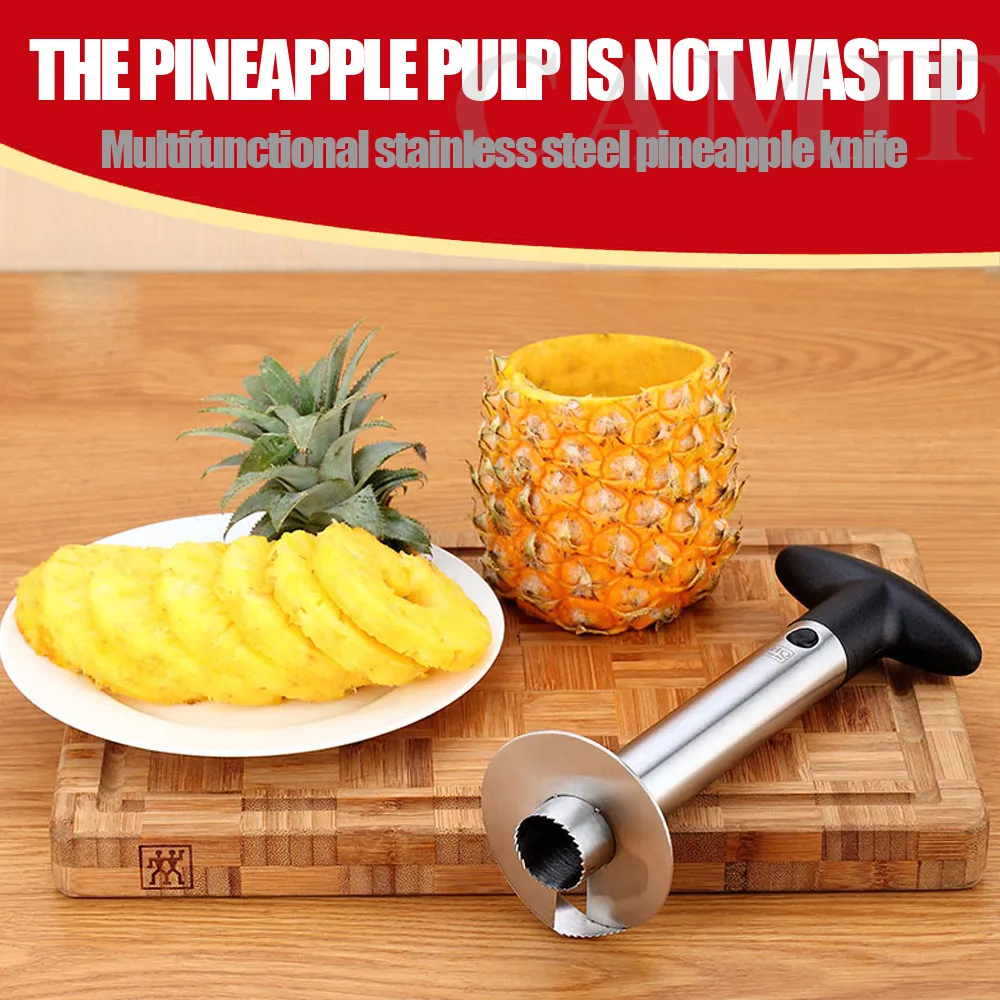 

Stainless Steel Pineapple Slicer Durable Convenient Fruit Core Peeler Stainless Steel kitchen Tool with ABS Handle Available