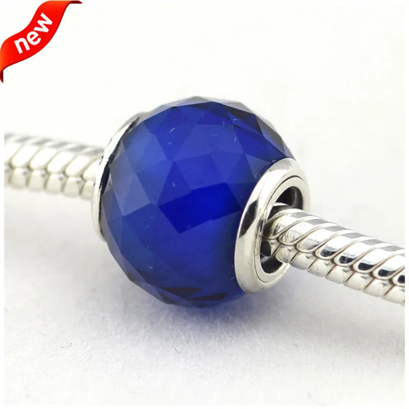 Fits For Pandora Bracelets Geometric Facets Charms with Royal Blue 