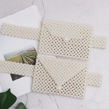 

Brand Hand-woven Pearl Bags Lady Beaded Chest Bag Women Party Vintage Handbag Women's Small Flap Bag Mini Cross Body Bag 2019