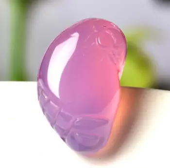 

Pink chalcedony Furong jade carving small and exquisite jade feet contentment Changle Pendant cb80#