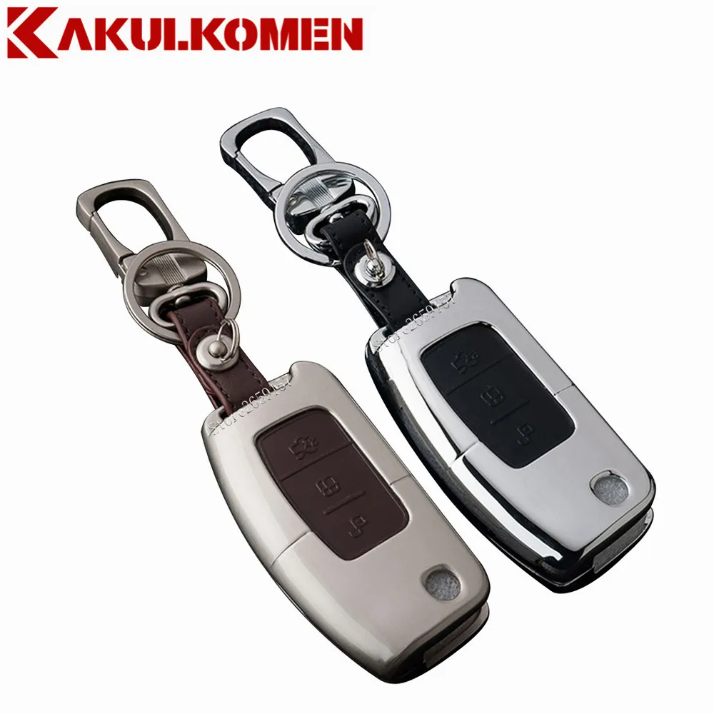 

Zinc alloy + Leather 3 buttons New arrived car remote key cover case holder for Ford Fiesta Focus 2 Ecosport 2 sedan hatchback