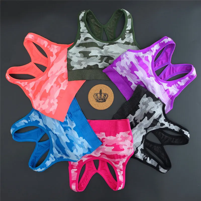 Quality Women's Print Anti-Sweat Sport Bra Padded Shake Proof Gym Fitness Underwear Mesh Stitching Running Bra Elastic