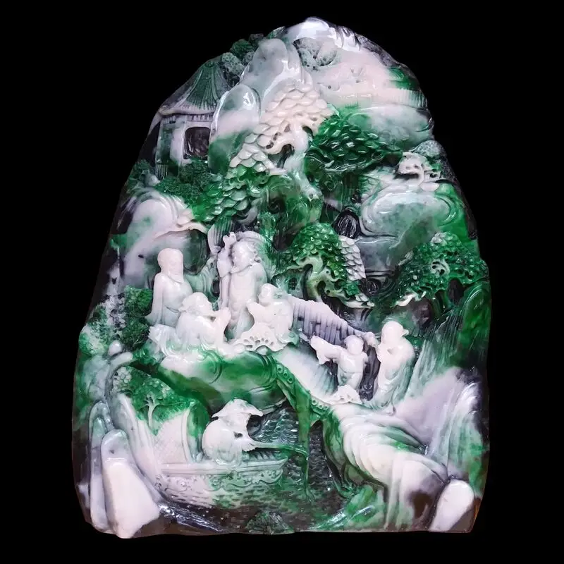 

Hand engraving Artwork Shoushan stone imitation jade carving jade ornaments Home Furnishing Feng Shui landscape old jade ornamen
