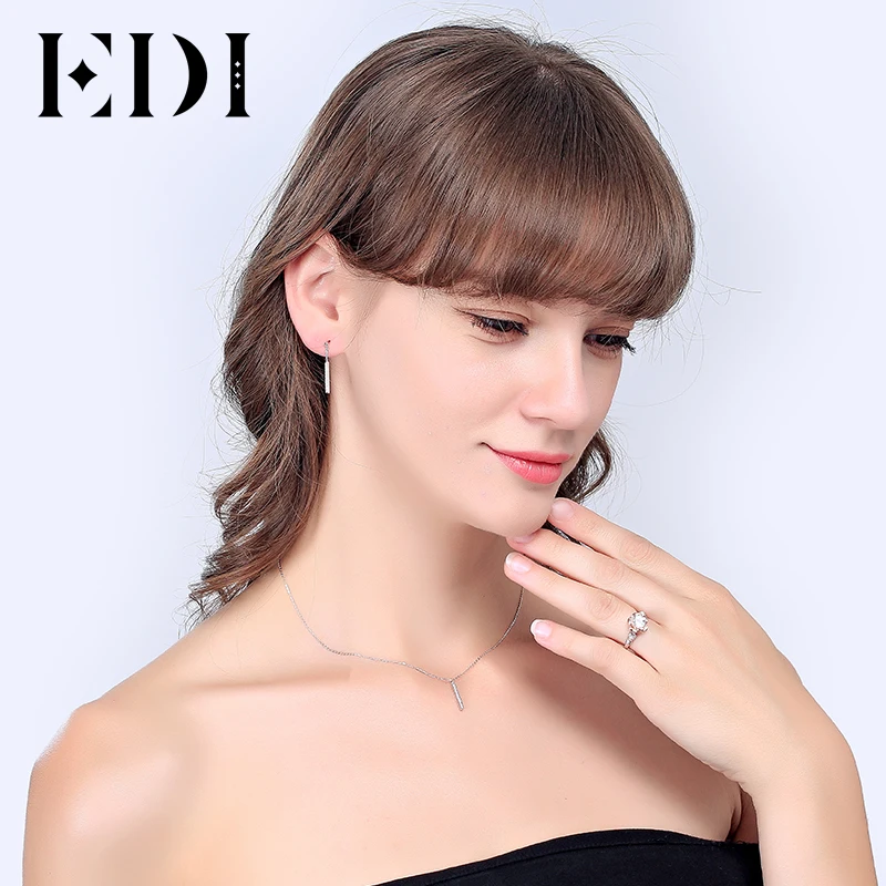 EDI Forever Classic 0.08cttw Natural Diamond H/SI Real 18k White Gold Pendant For Women Fine Jewelry