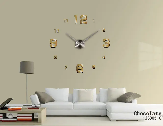 Модные 3D новые продажи настенные часы reloj de pared 3d diy акриловые зеркальные наклейки кварцевые современные украшения дома - Цвет: Chocolate S