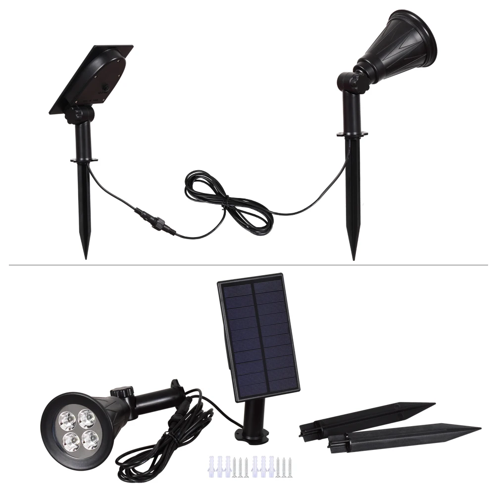 KHLITEC 4 LED Solar Spotlights Waterproof Outdoor Garden Wall Lights3