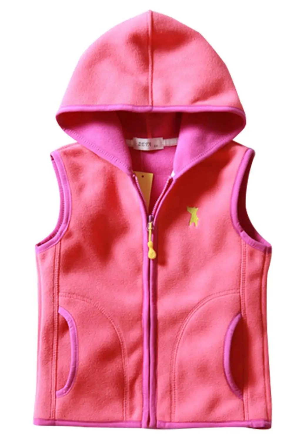 Осенне-зимний детский жилет унисекс для мальчиков и девочек, однотонный флисовый жилет теплая куртка без рукавов для маленьких детей, пальто, одежда - Цвет: Dark pink