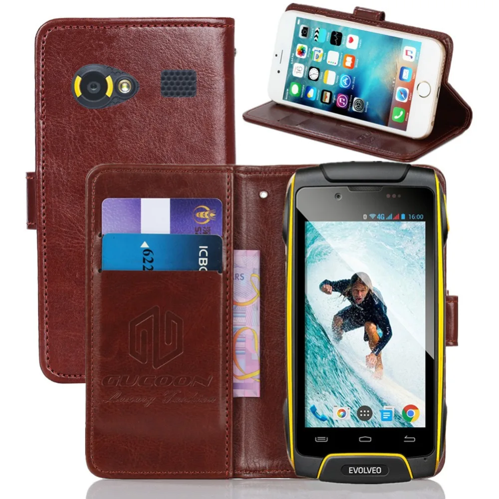 

GUCOON Vintage Wallet Case for Evolveo StrongPhone Q8 LTE PU Leather Retro Flip Cover Magnetic Fashion Cases Kickstand Strap