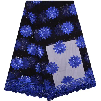 

2018 Hot Sale African lace fabric with stone And flower french lace material for party dress 5 yards/lot 1252