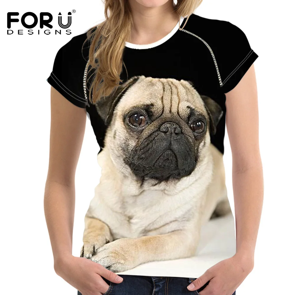 Image Hot Sale 3D Pug Dog Printed Womens s T Shirt Europ Summer Women Girl Funny Animal Cool Novelty Short Sleeve Tee Tops Clothes