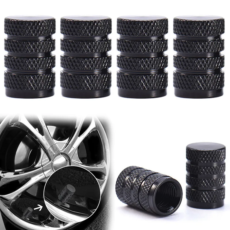 NEW 4PCS Black Aluminum Car Accessories Vehicle unique design Car Truck Air Port Cover Tire Rim Tire Valve Caps Wheel Stems Caps