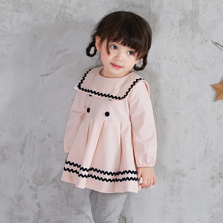 Robe En Coton A Col Marin Pour Bebe Fille 6 Mois Manches Longues Rose Mignon Avec Bouton Au Dos Nouvelle Collection Printemps Automne Aliexpress