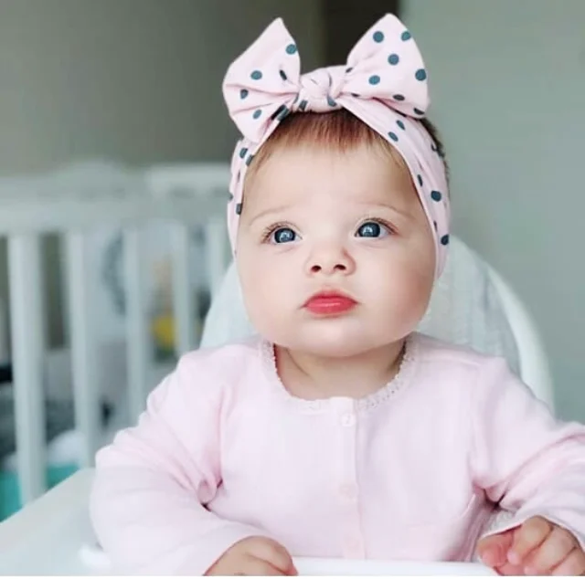 

newborn Baby Cute dot Bowknot Headband Baby Safety Protective Soft Comfortable Head Security&Protection Adjustable