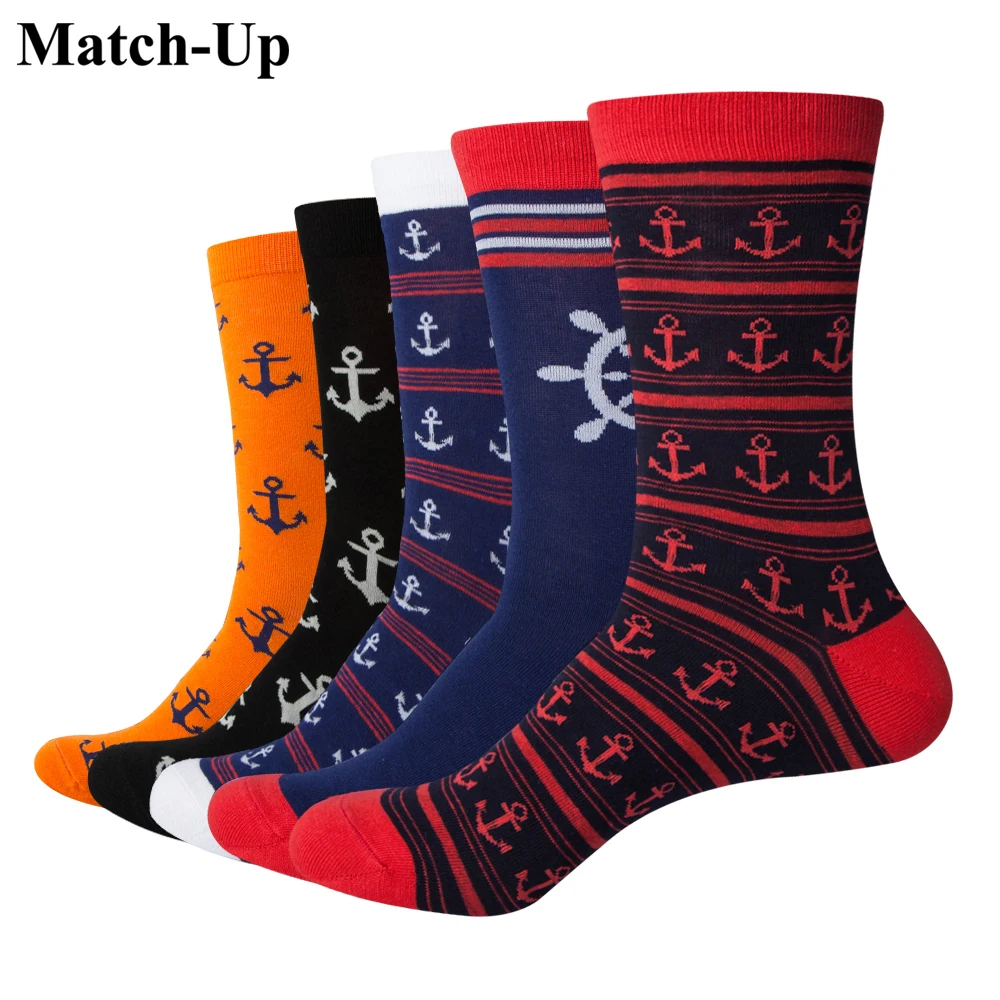 

Match-Up fashion Men Playful cartoon Cotton Socks Navy style Socks (5 Pairs/Lot) US 7.5-12