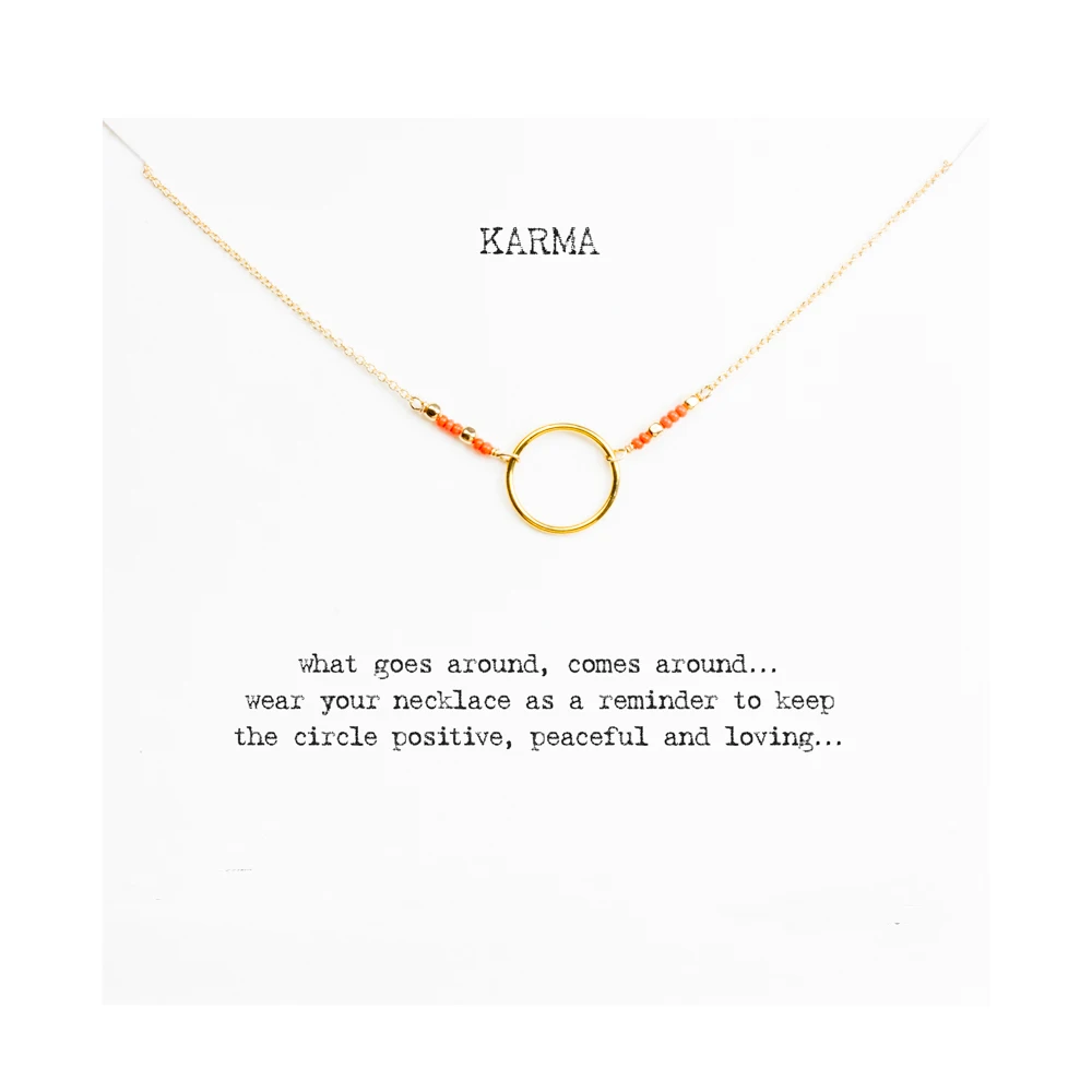 

Karma Coral Seed Bead Necklace Gold Color Pendant Necklace Clavicle Chain Statement Necklace Women JeweleryT0319