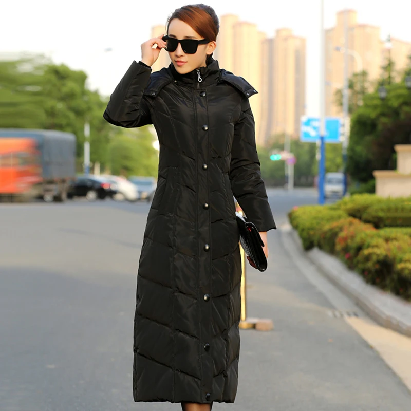 2018 Winter Coat Women Down Jacket long sections Slim Hooded Parka Winter Large size Coat Waist Thicken Mulheres Outerwear XY485