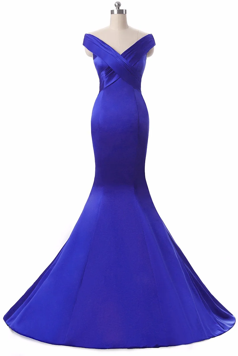 Royal Blue V-Neck Floor Length Mermaid Long Evening Dress in Evening Dresses