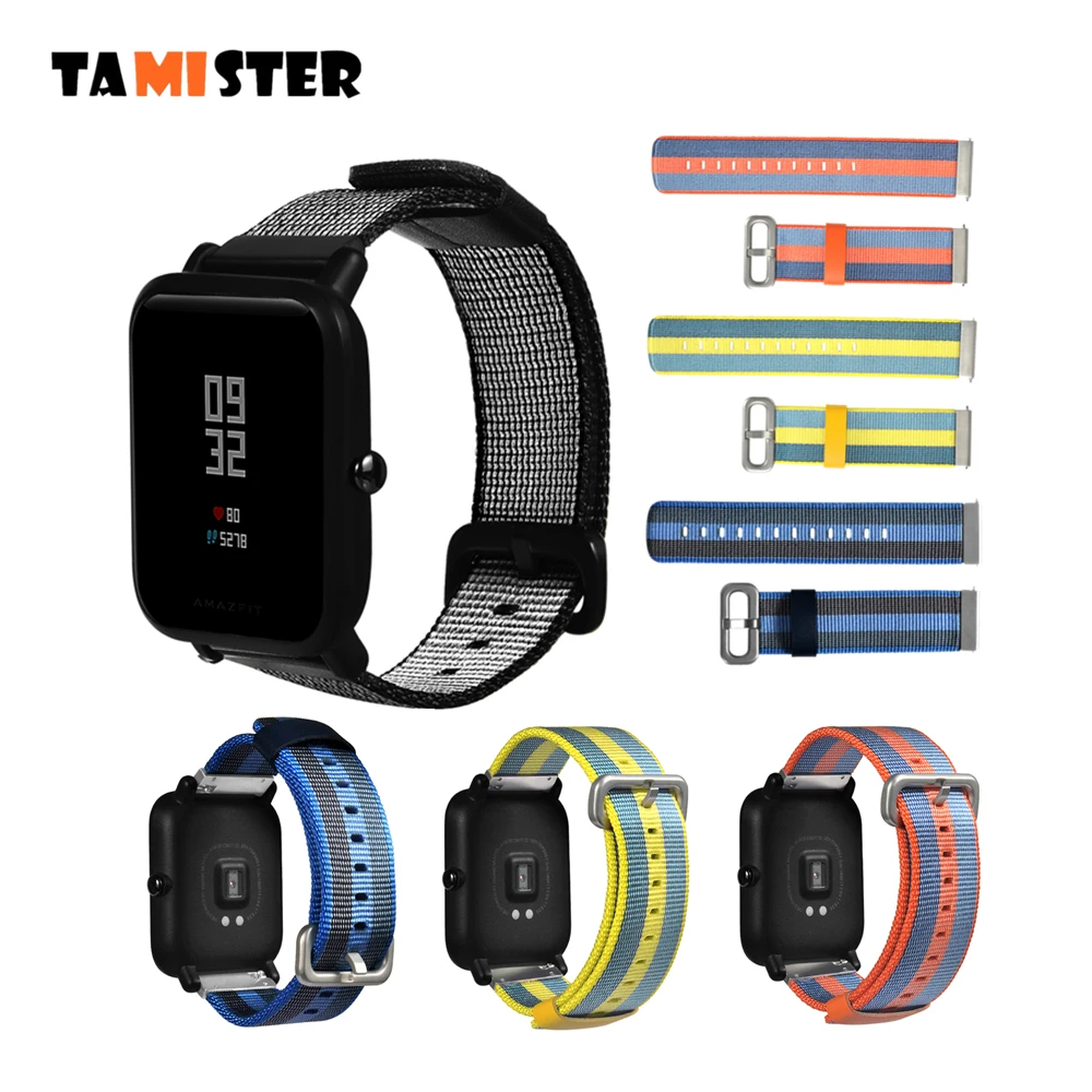 

TAMISTER 20mm replacement belt For Xiaomi Huami Amazfit bip bit Youth Nylon canvas Watchband Strap wristband bracelet