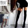 POLALI 2022 New Flock Leather Women Over The Knee Boots Lace Up Sexy High Heels Autumn Woman Shoes Winter Women Boots Size 34-43 ► Photo 1/6