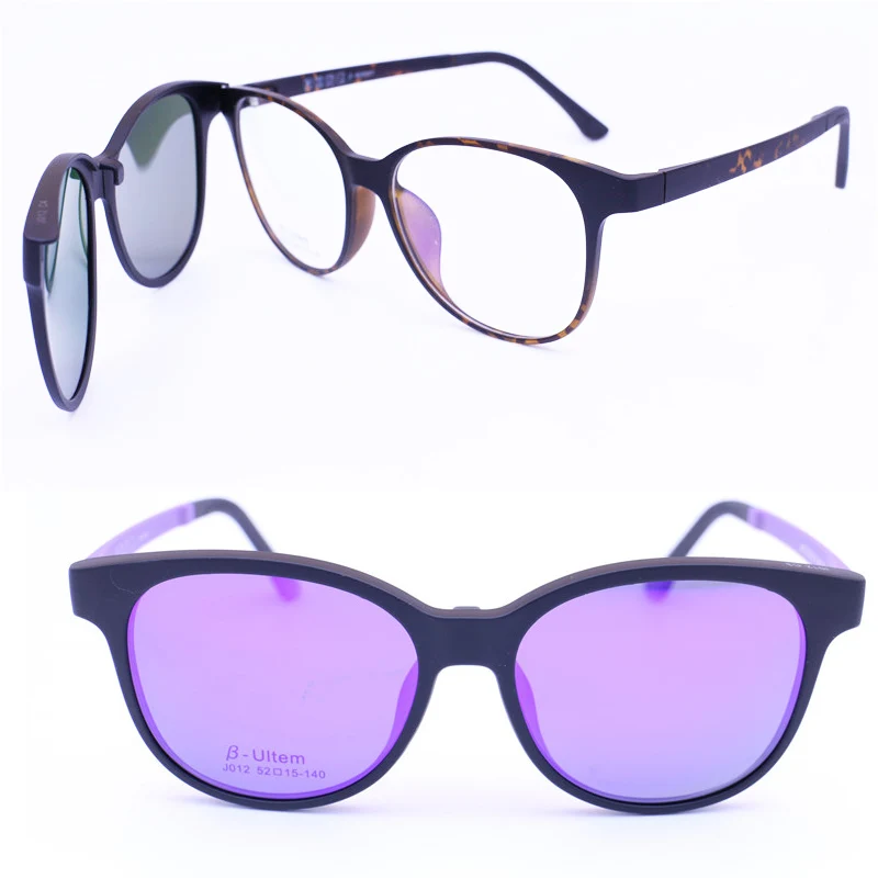 

Light weight 012 ULTEM walkers shape optical glasses frame with megnatic clip on removable polarized sunglasses lens for ladies