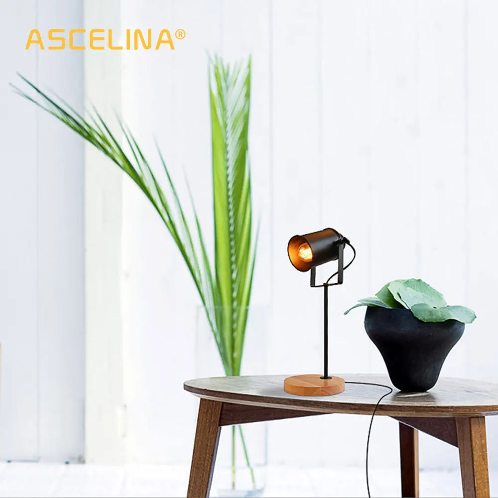 Американская настольная лампа ASCELINA винтажный деревянный Лофт светодиодная