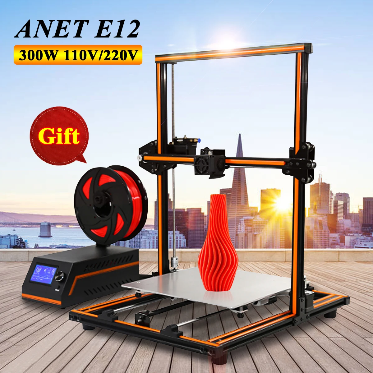 

Anet E12 300W 110V/220V 3D Printer With LCD panel button 3D Printer DIY Kit SD Card 0.1-0.4mm G-code STL