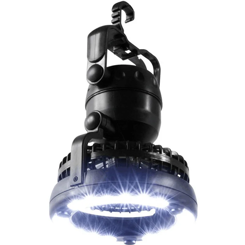 

Portable LED Camping Lantern with Ceiling Fan 2-In-1 Combo 18 Super Bright LED Light JA55