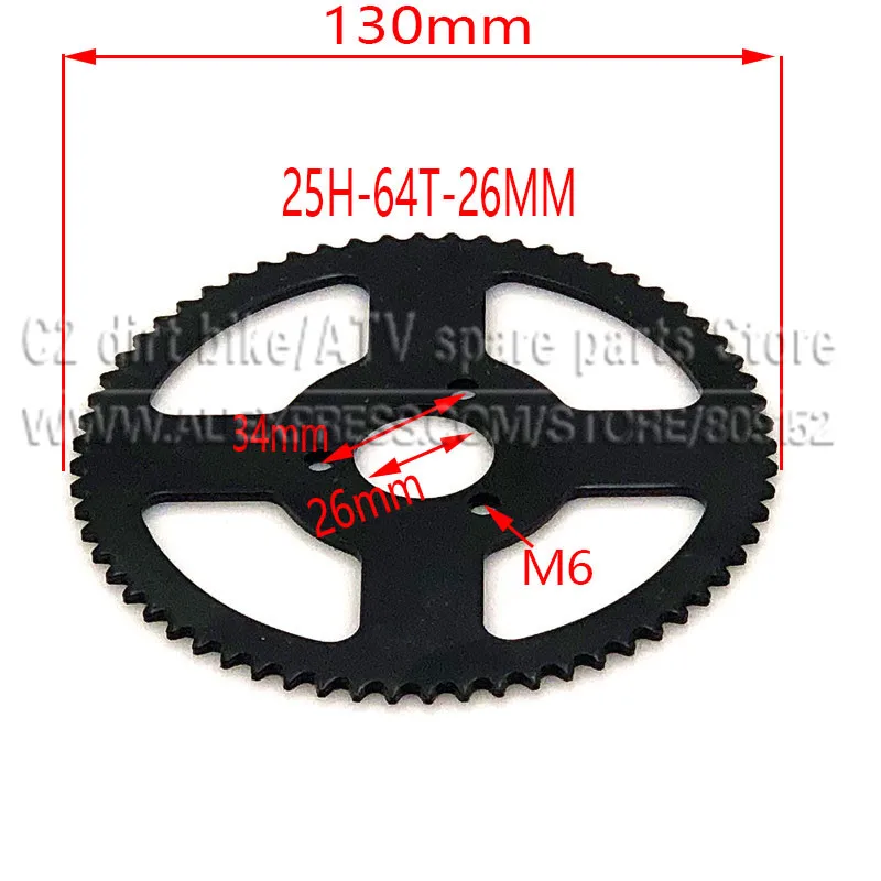 Rear Sprocket Mini Moto ATV Quad Dirt Pit Pocket Bike Chopper 47CC 49CC 60 62 64 66 68 70 72 74 76 78 80 T Tooth 25H 26MM engine sprocket
