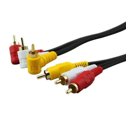 3 RCA кабель Премиум позолоченный 90 градусов под прямым углом аудио/видео мужчин и