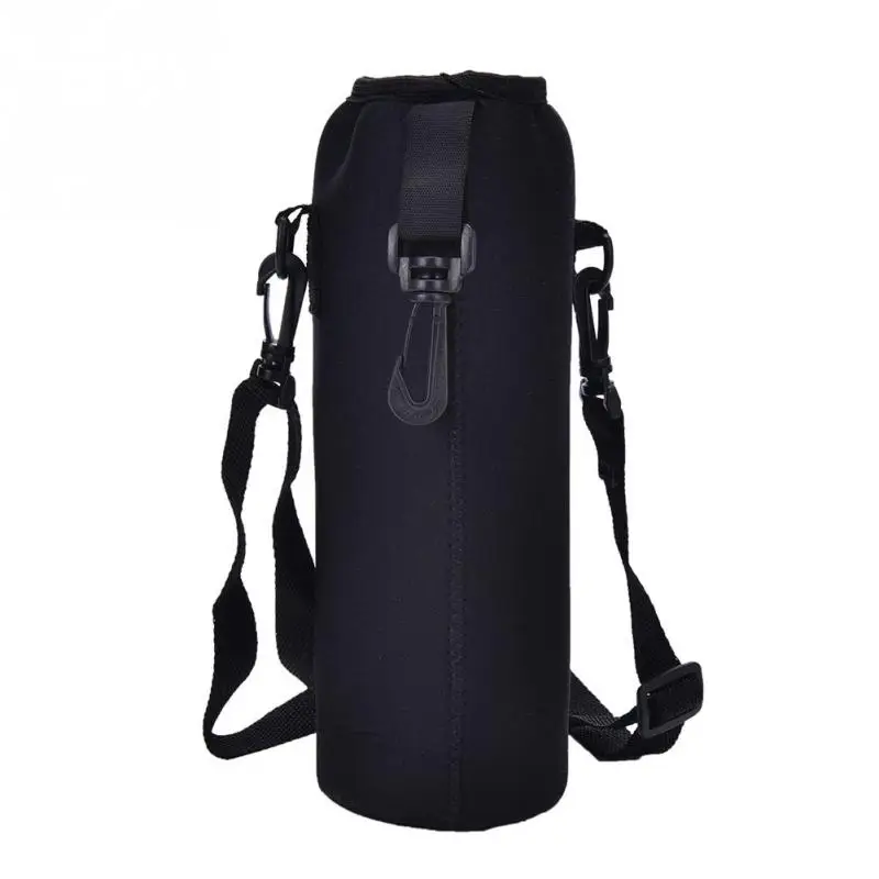 

1000ML Water Bottle Cover Bag Pouch w/Strap Neoprene Water Bottle Carrier Insulated Bag Pouch Holder Shoulder Strap Black