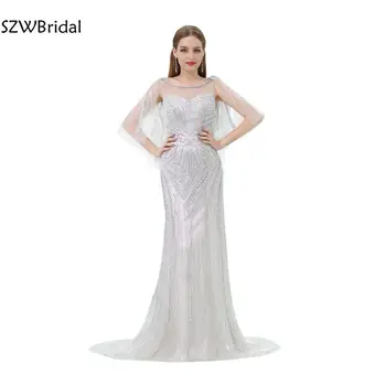 

New Arrival Kaftan Mermaid Evening dresses 2020 Tulle Beaded Crystals Abiye Evening gowns Robe de soiree abendkleider