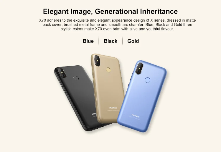 DOOGEE X70 2GB RAM 16GB ROM MTK6580A 1.3GHz Quad Core 5.5 Inch 2.5D IPS Screen Dual Camera Android 8.1 3G Smartphone