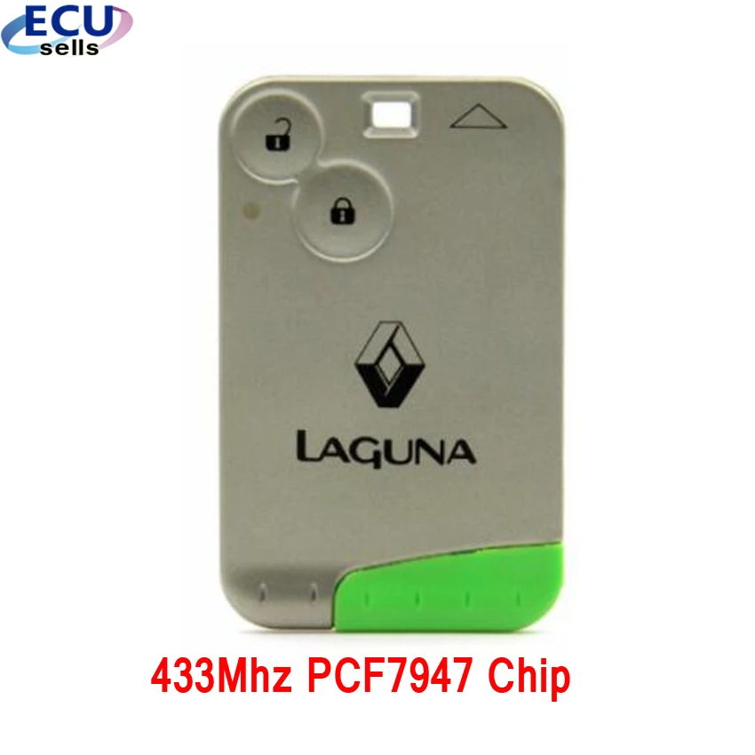 

2 Button Remote Card Smart Car Key for Laguna 433Mhz PCF7947 Chip with Uncut Key Blade with LOGO