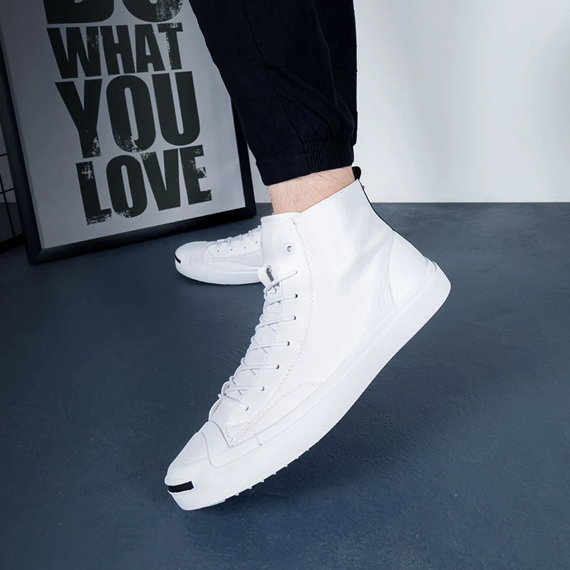 

2018 new fashion spring/autumn men's casual leather high for shoes comfortable breathable sneakers shoes young man size 38-43 a5