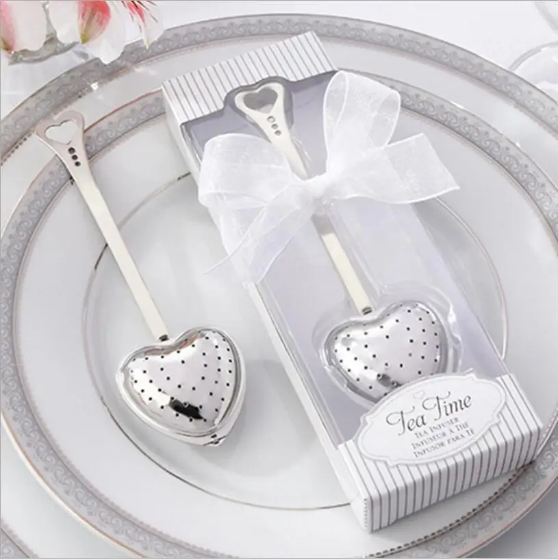 

60 pieces/lot free shipping wedding gift and giveaways--TeaTime Heart Tea Infuser Favor in Teatime Gift Box