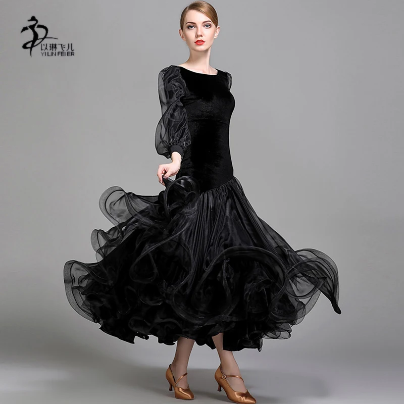 Aliexpress.com : Buy Adult Black Ballroom Dresses Velvet Ballroom Waltz ...