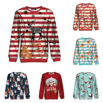 

Fleece Womens Jumper T-Shirt Christmas Mens Santa Claus Candy Pullover Tops